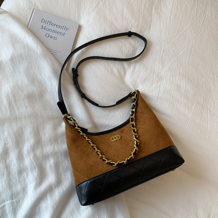Quilted Suede Shoulder Bag Kalsten