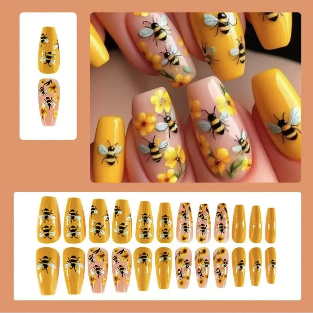 Nail art set with creative bee and flower designs Kalsten