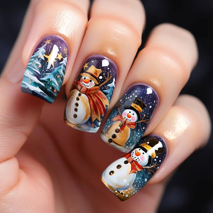 Artificial nails with cheerful snowman design Kalsten