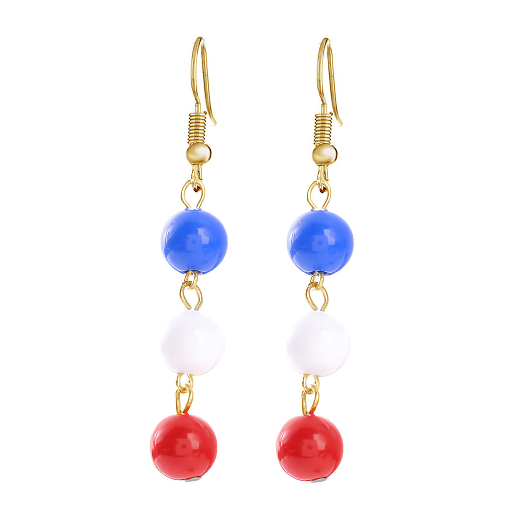 Ladies enamel earrings horseshoe with star stripe motif Kalsten