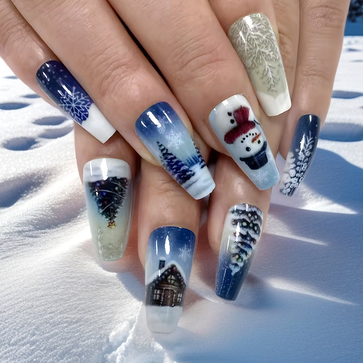 Winter-Themed Artistic Press-On Nails Kalsten