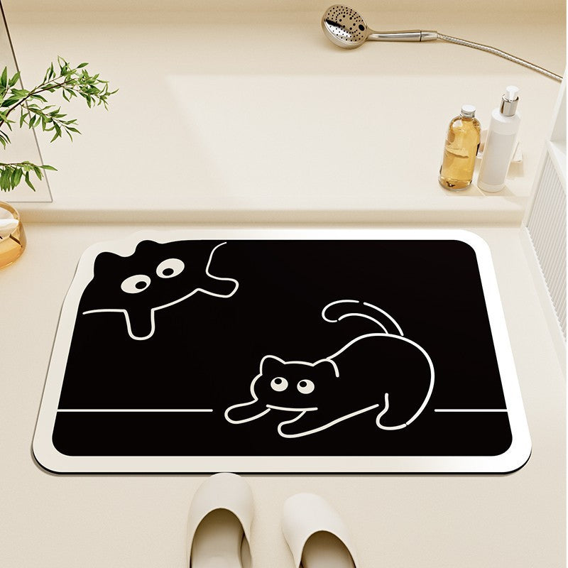 Cute Cat-Shaped Plush Bath Rug