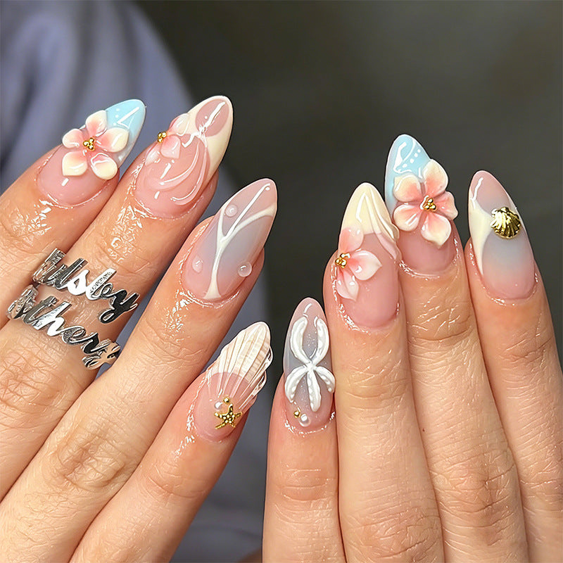 Artistic 3D Nail Tips with Maritime Design Kalsten