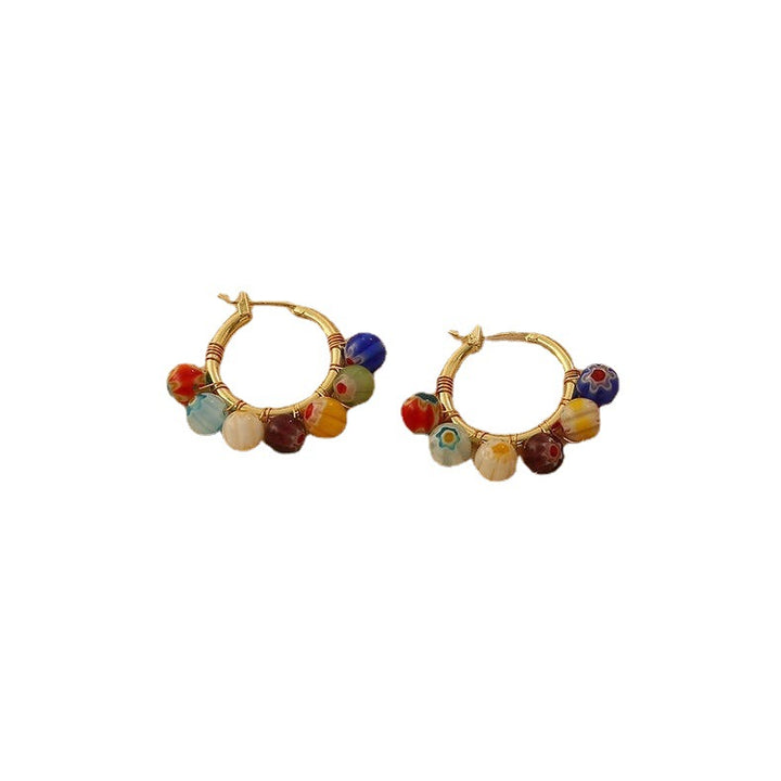 Colorful Beaded Hoop Earrings Kalsten