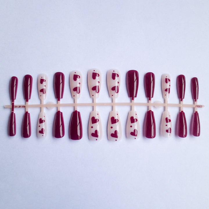 Artistic Heart-Themed Gel Nail Set