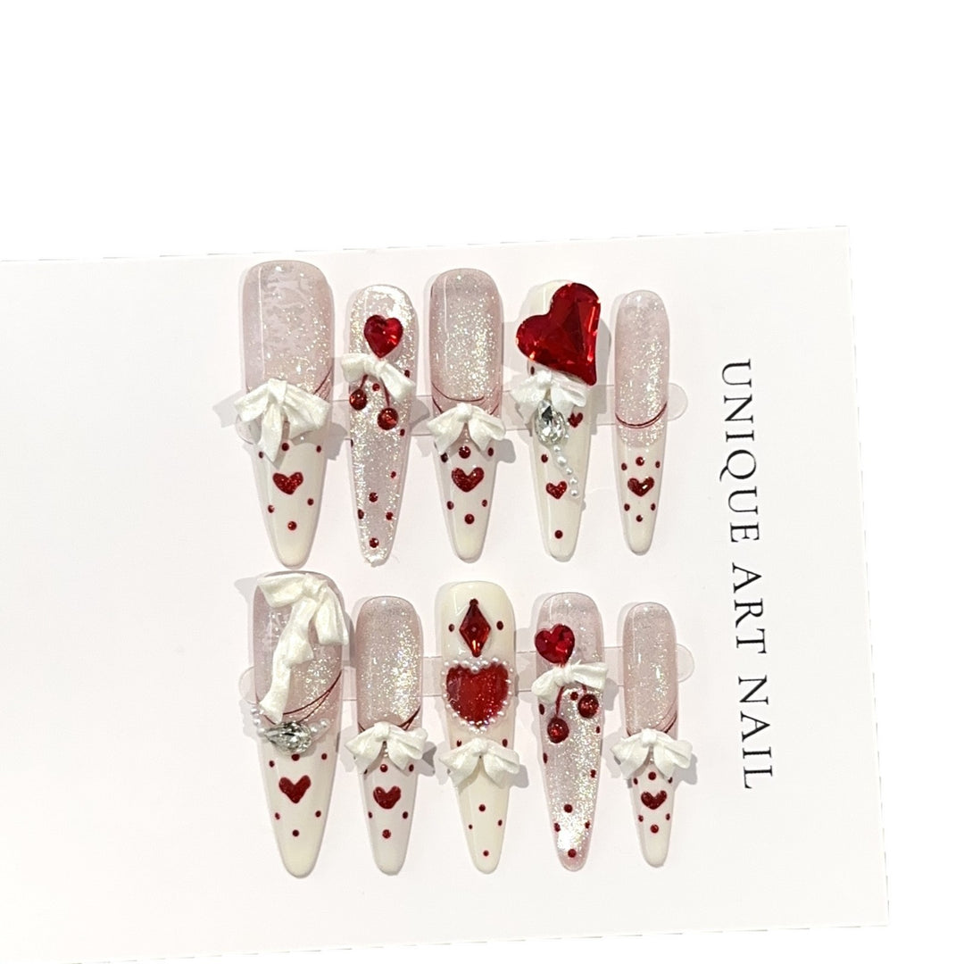 Heart-Themed Articulated Press-On Nail Set