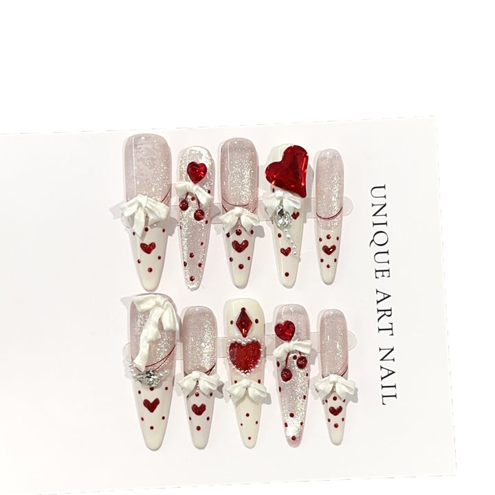 Heart-Themed Articulated Press-On Nail Set