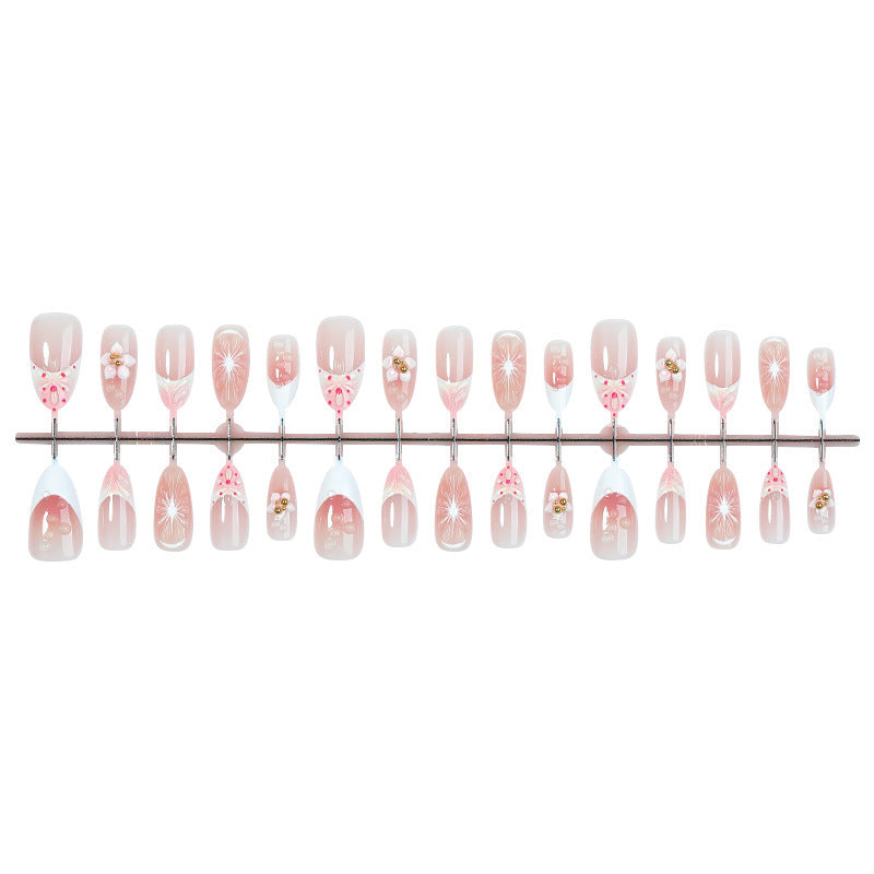 Artificial nail set with creative flower and pearl design Kalsten