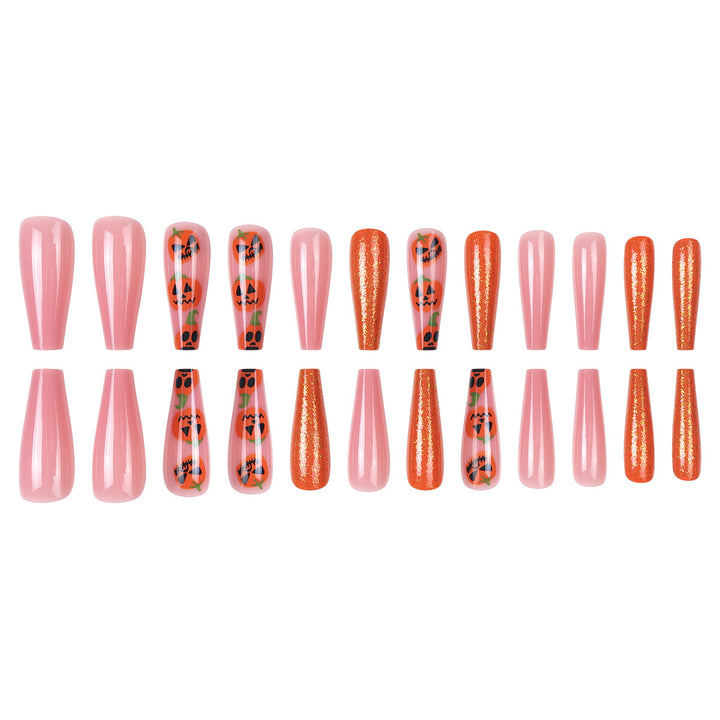 Pumpkin-Themed Stiletto Nail Art Extensions Kalsten
