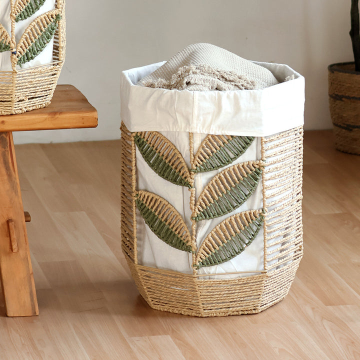 Rustic laundry basket with floral pattern Kalsten
