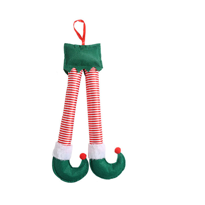 Funny Christmas tree decoration with elf shoes