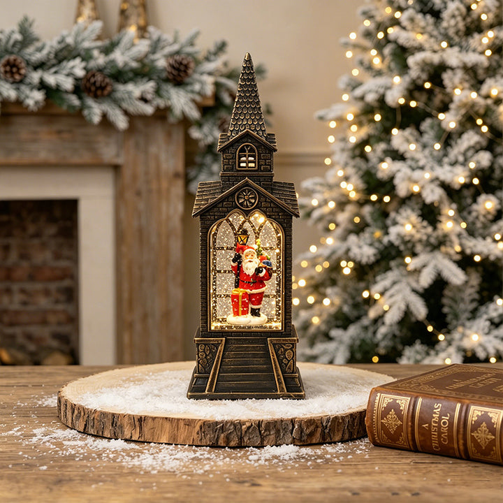 Nostalgic Christmas lantern with illuminated snowman scene Kalsten