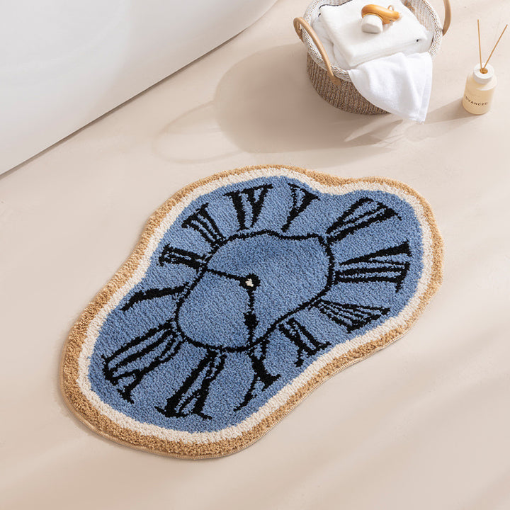 Decorative hand-tufted rug mat in organic clock shape Kalsten