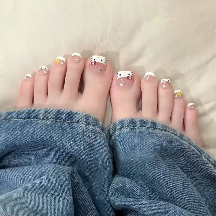 Heart-Embellished Press-On Toe Nails Kalsten