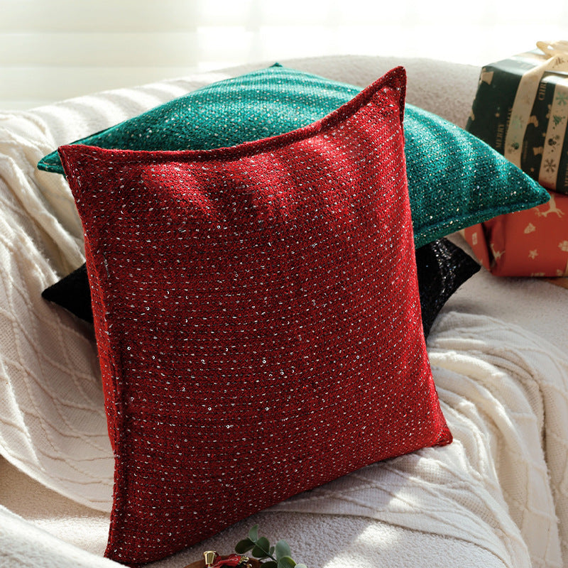 Square cushion cover with metallic houndstooth bouclé and concealed zipper Kalsten