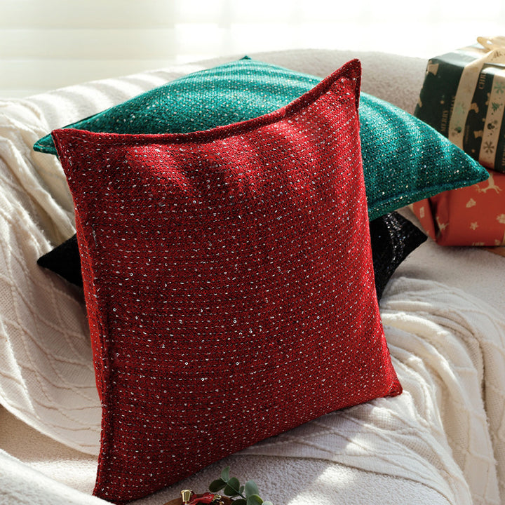 Square cushion cover with metallic houndstooth bouclé and concealed zipper Kalsten
