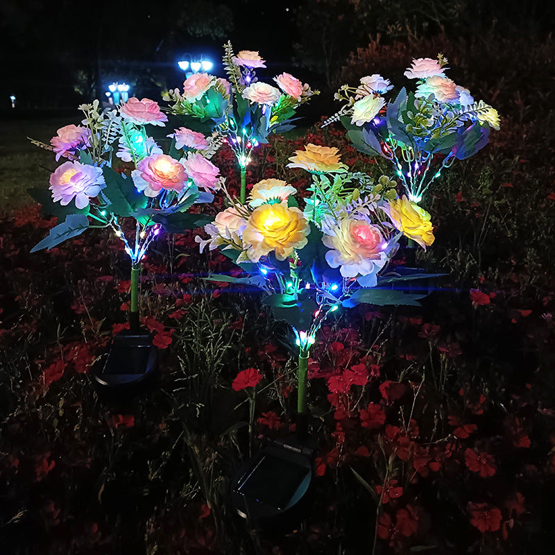 Solar-Powered Realistic Peony Garden Stake With Integrated Warm LED And Weatherproof Base Kalsten
