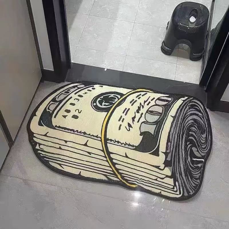 Money-Themed Plush Floor Mat