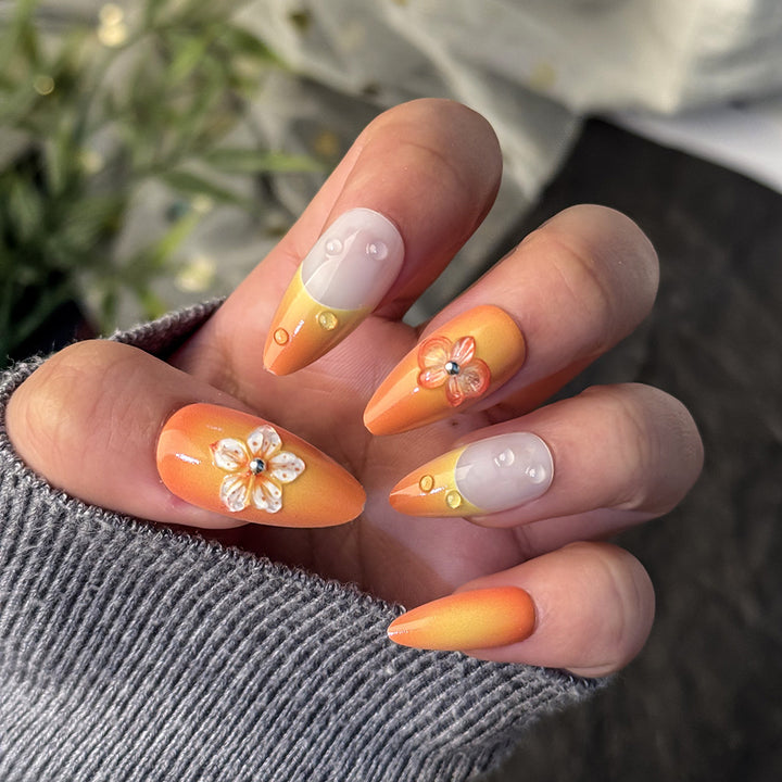 Floral-Decorated Press-On Nail Set Kalsten
