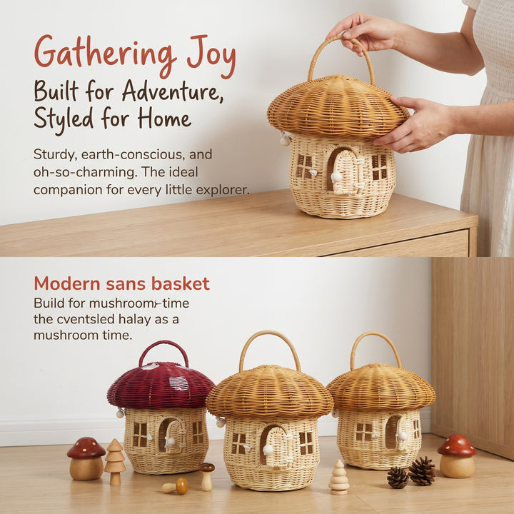 Playful storage basket in mushroom design Kalsten