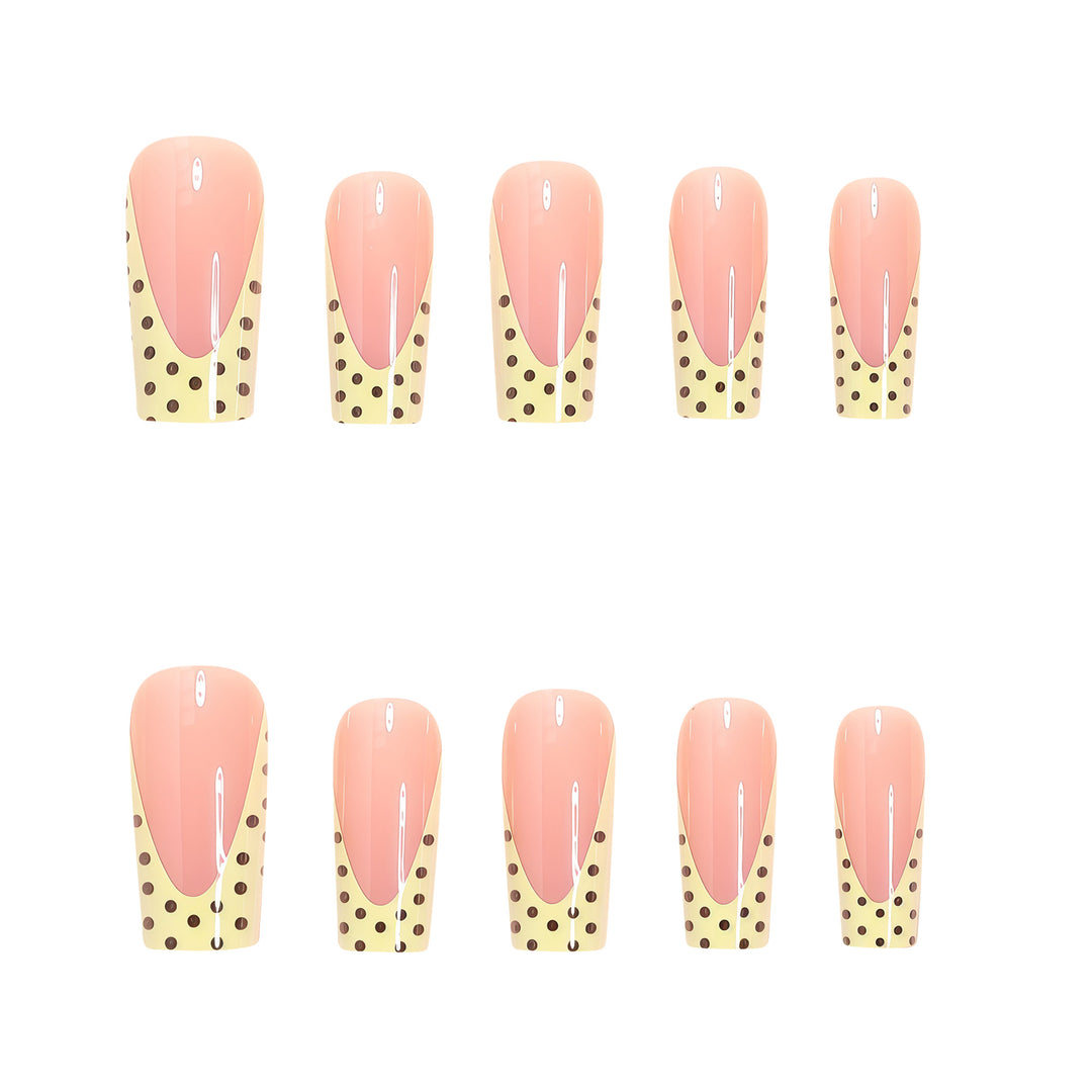 Artistic Long Nail Extensions with Polka Dot Design Kalsten