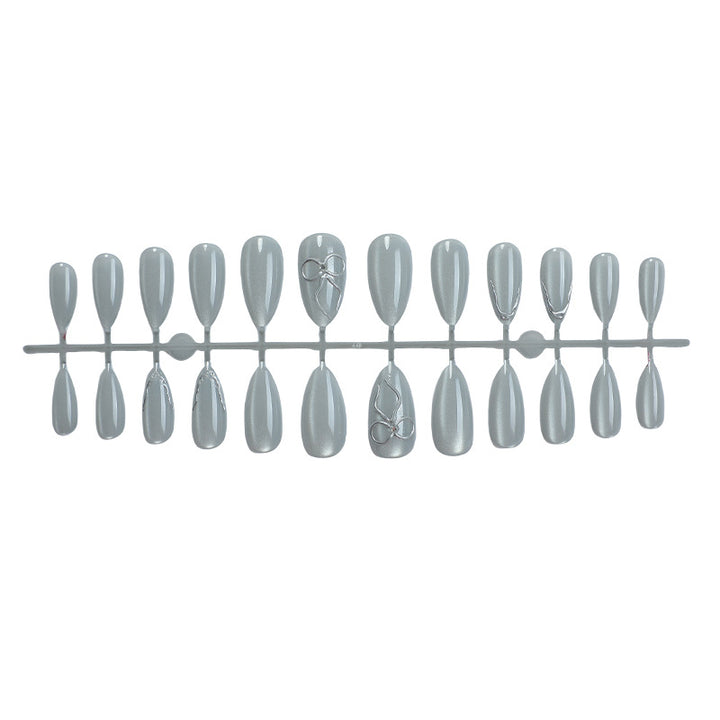 Stylish Press-On Nail Set with Elegant Silver Accents Kalsten