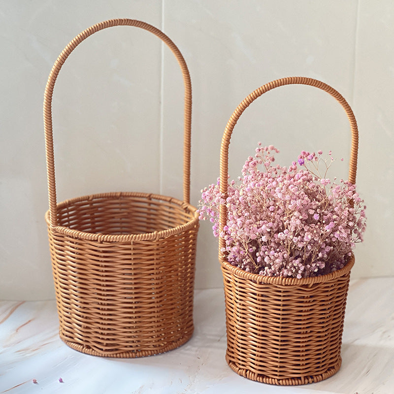 Handcrafted Wicker Storage Basket with Handle Kalsten