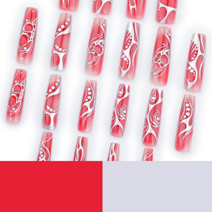 Artful nail extensions with floral and glossy design Kalsten
