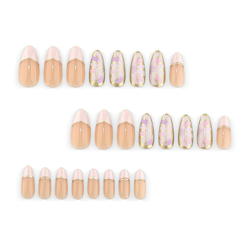 Artificial nails with luxurious gold edge and filigree design Kalsten