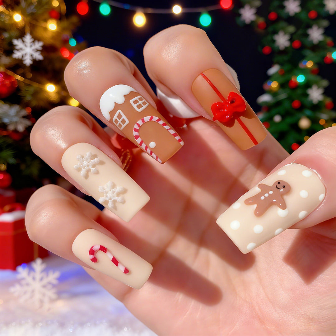 Festive Gingerbread Nail Art Kalsten