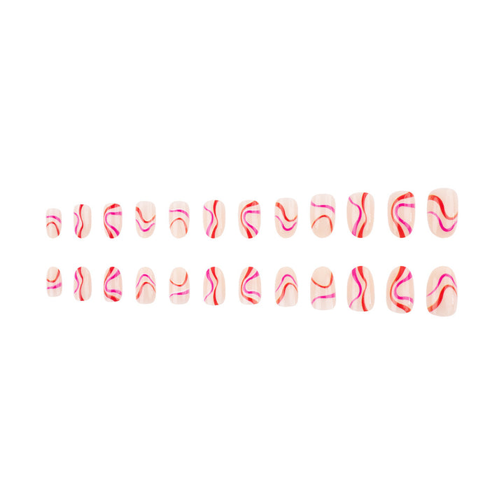 Artistic Press-On Nail Set with Creative Swirl Design Kalsten