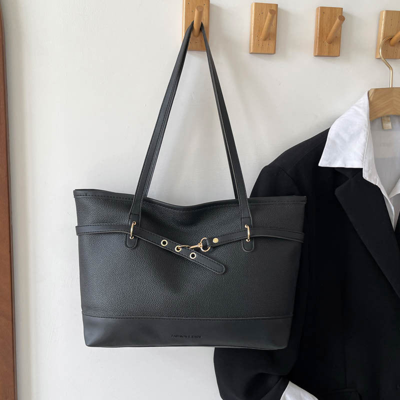 Structured Faux Leather Tote Bag
