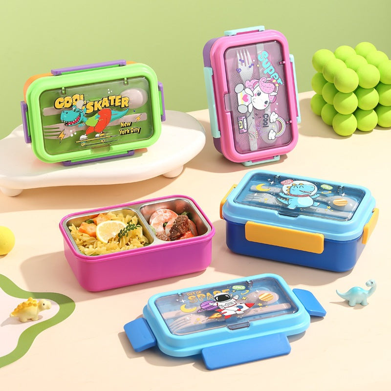 Cartoon-Themed Lunch Box with Divided Compartments