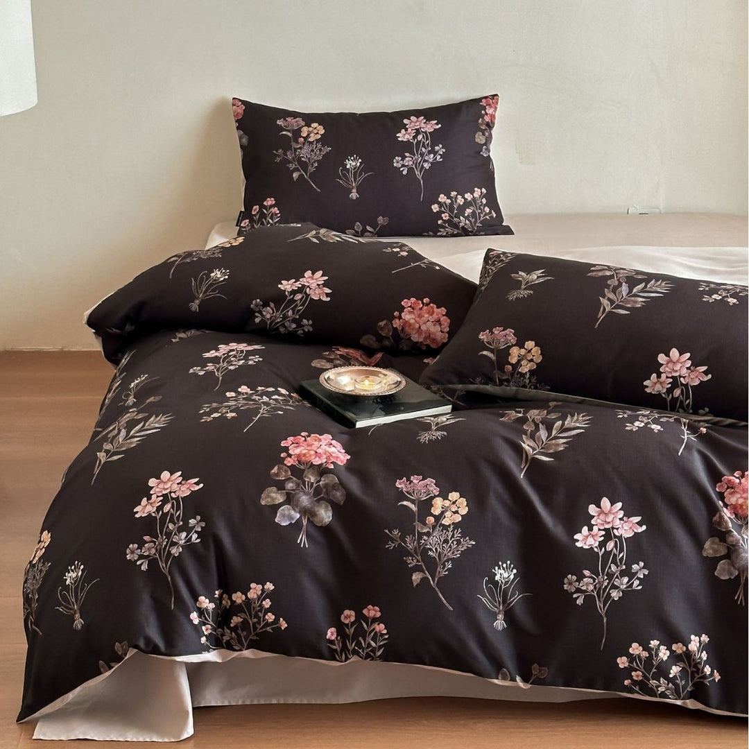 Duvet cover set made of cotton satin with Boho-Ethno pattern and reversible function