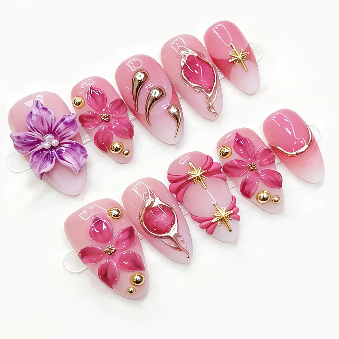 Artistic Luxury Floral Press-On Nail Set