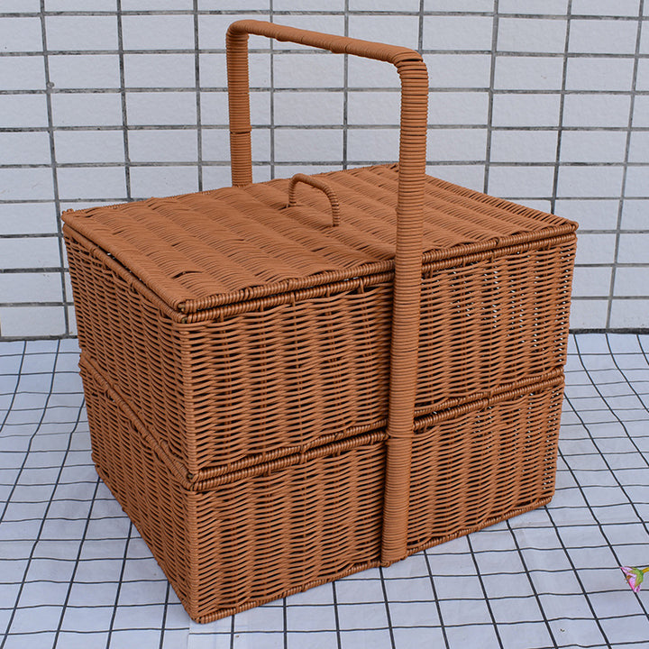 Multi-Functional Woven Storage Basket with Lid Kalsten