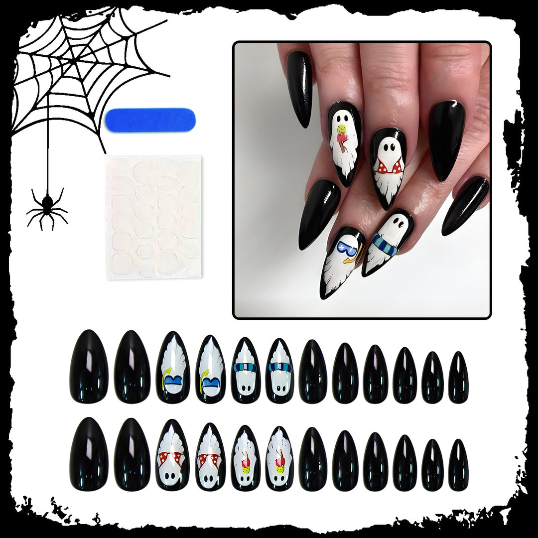 Halloween Artificial Nail Set with Playful Ghost Designs Kalsten