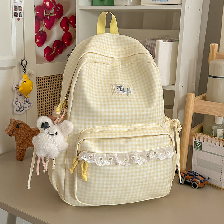 Casual Vintaged Gingham Print Backpack Kalsten