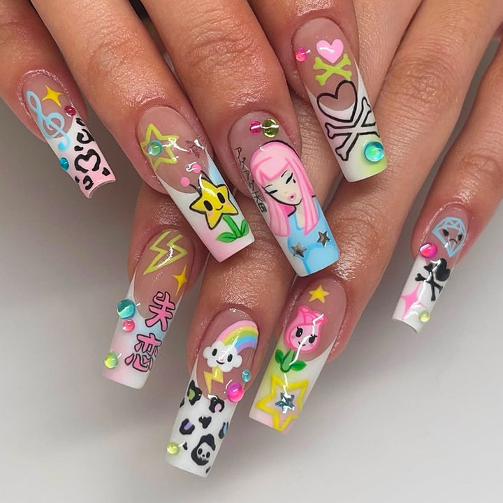 Artificial nails with colorful design Kalsten