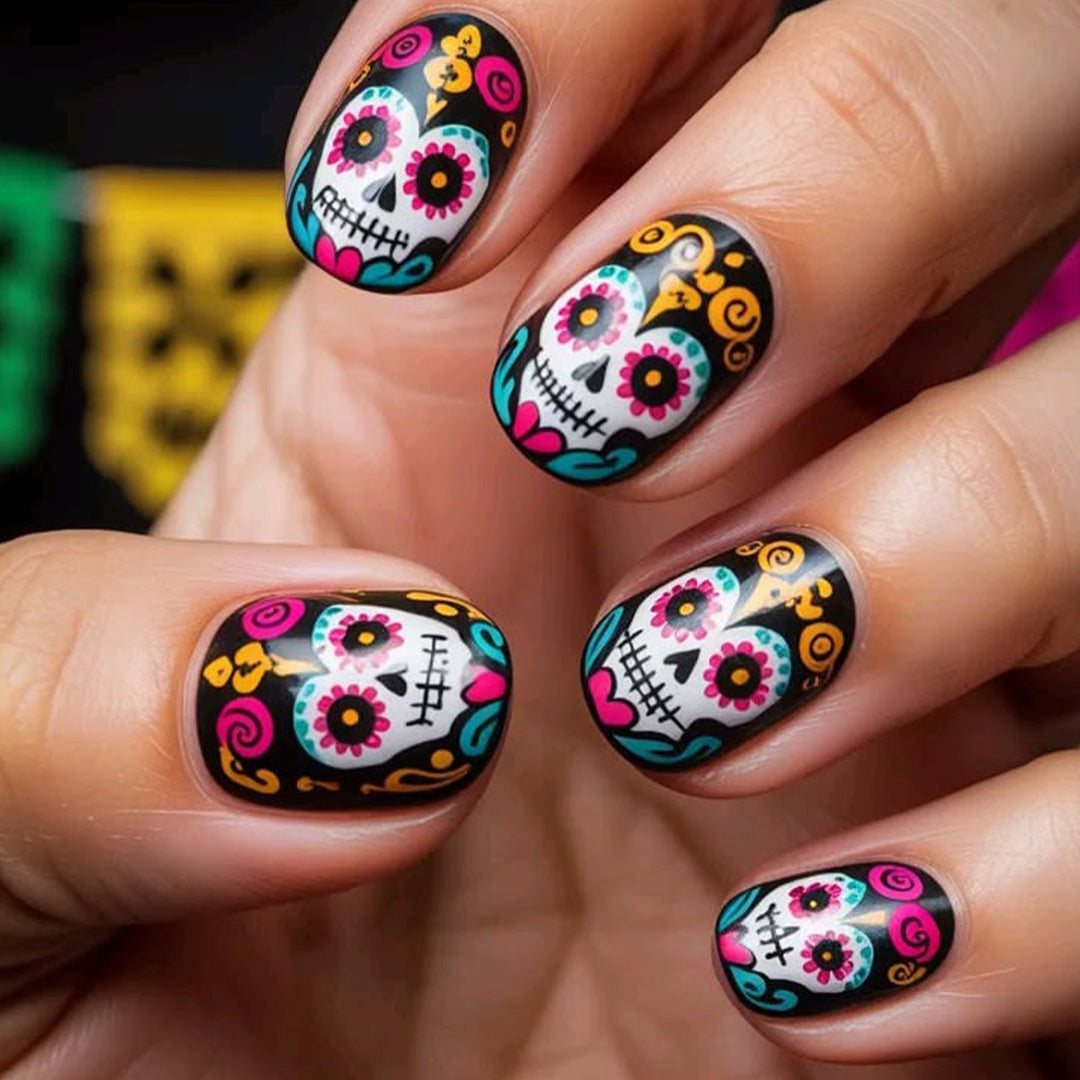 Artistic Sugar Skull Nail Art Extensions Kalsten
