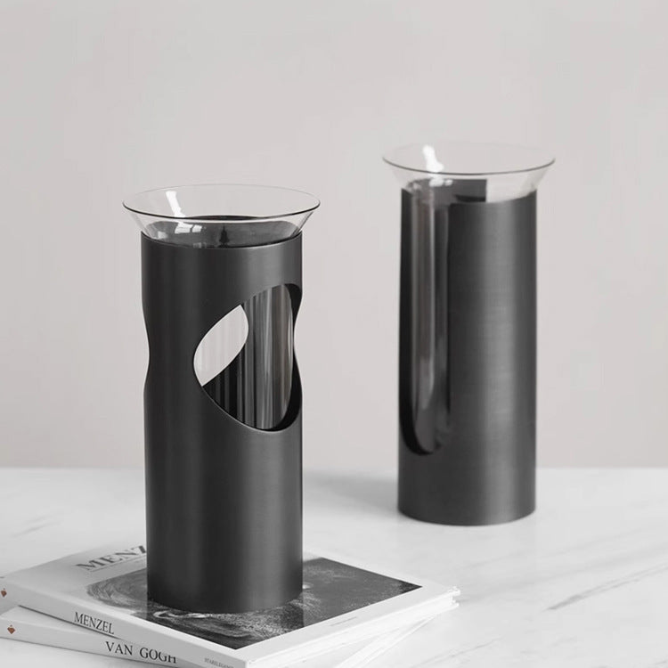 Artistic Modern Glass and Metal Vase