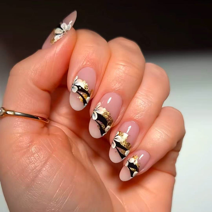 Elegant Floral Tip Press-On Nails Kalsten