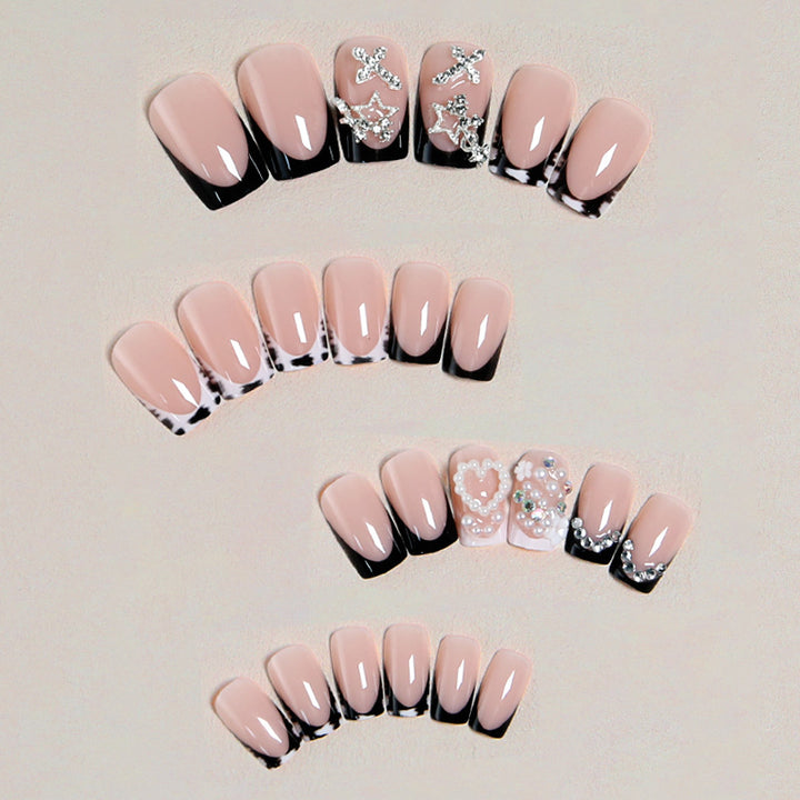Artistic 3D Nail Tips with Pearl and Bow Accents Kalsten