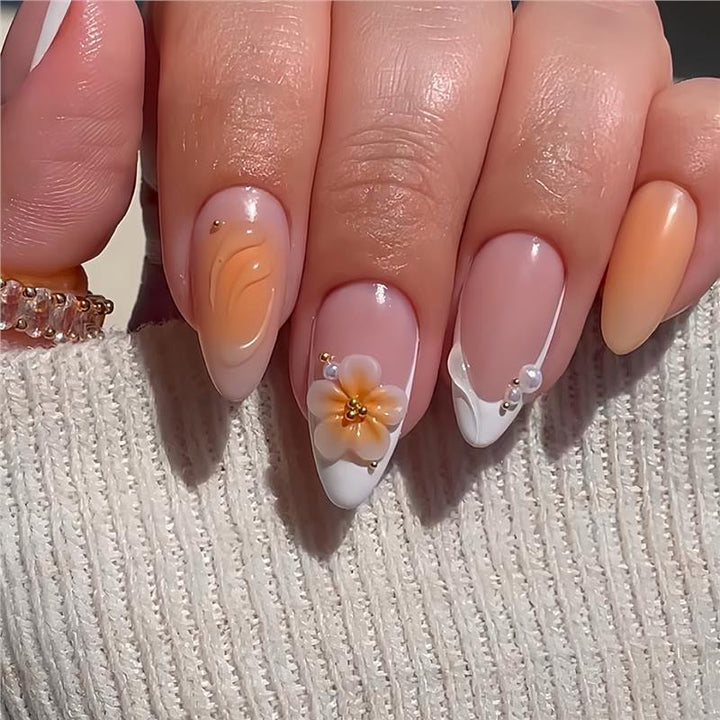 Decorative Floral Acrylic Nail Set Kalsten