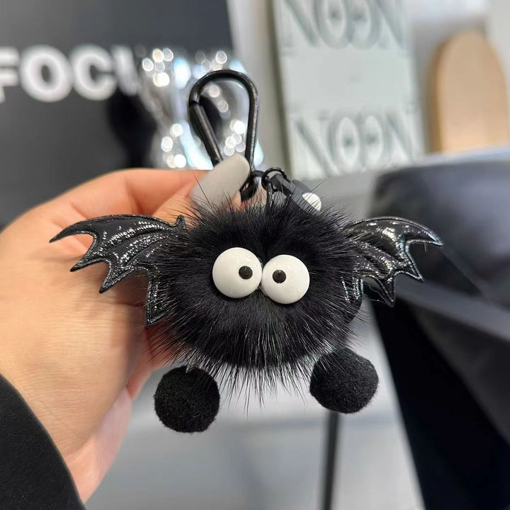Plush keychain with bat motif