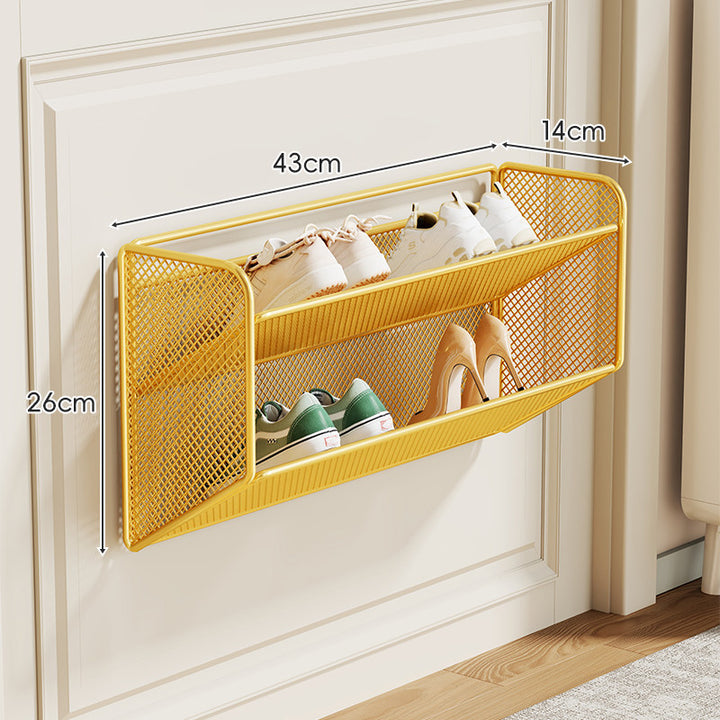 Wall-Mounted Slim Drop-Down Mesh Shoe Shelf Rack