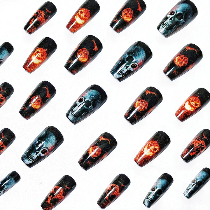 Creative acrylic nails with skull design Kalsten