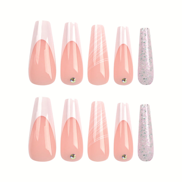 Artificial nail extensions with elegant glitter design Kalsten