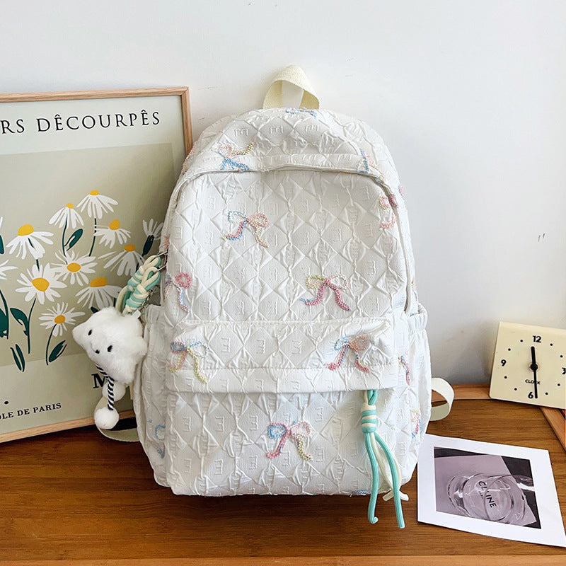 Embroidered Quilted Backpack Kalsten