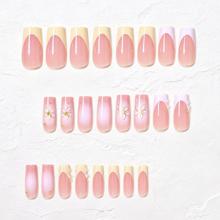 Elegant Floral Accent Press-On Nails Kalsten